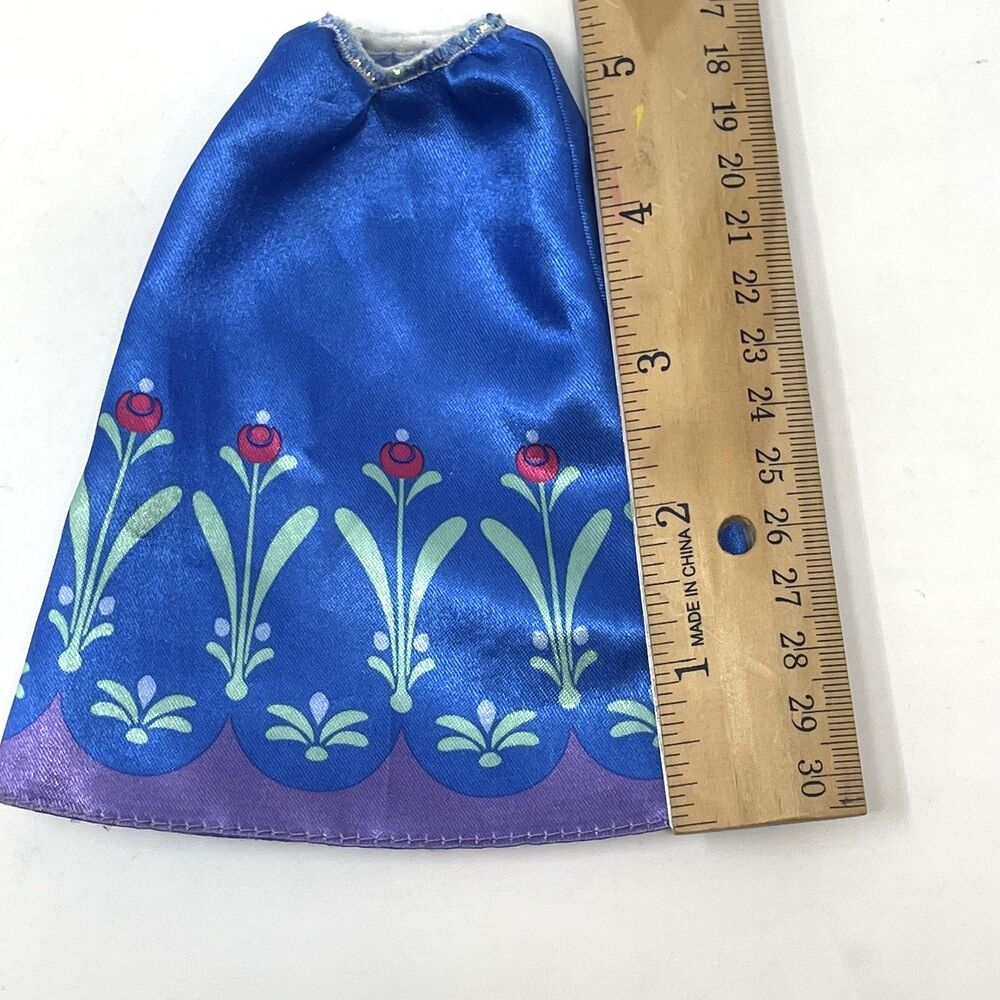 Disney Frozen Princess Anna Doll Skirt Blue Satin Floral Flowers Accessory - Picture 10 of 11